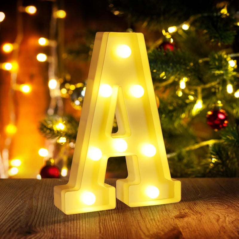 Funsky Light Up Letter A,LED Sign Marquee Letters 26 Alphabet for Party Birthday Name,Wedding,Christmas Decorations,Personalized Name Sign Letters for Centerpieces Table and Wall Decor - Image 1